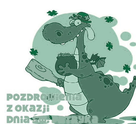 Dinozaur pozdrawia w dniu świętego Patryka